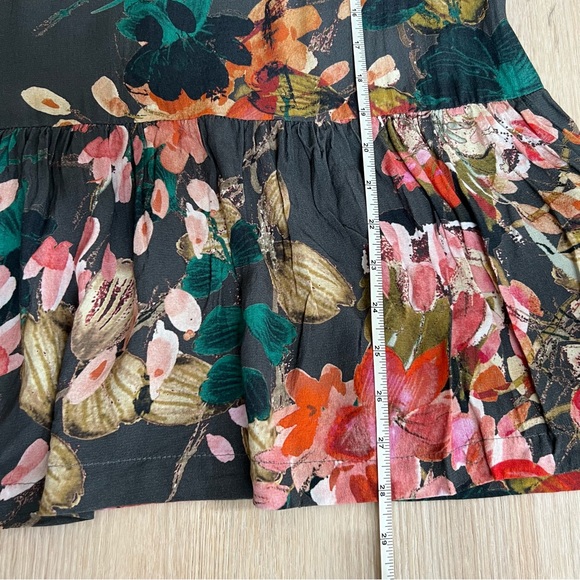 Anthropologie Meadow Rue 🌾 Colorful Flower Print Pleated Keyhole Back Tunic Top - Picture 14 of 16